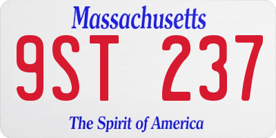 MA license plate 9ST237