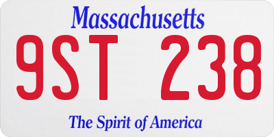 MA license plate 9ST238