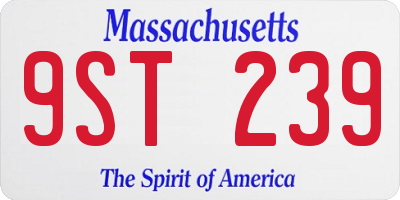 MA license plate 9ST239