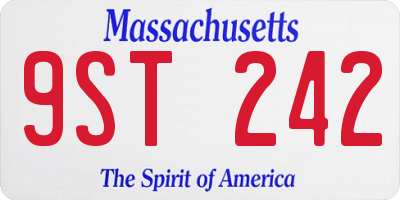 MA license plate 9ST242