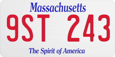 MA license plate 9ST243