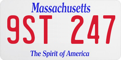 MA license plate 9ST247