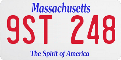 MA license plate 9ST248