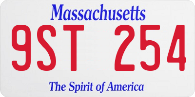MA license plate 9ST254