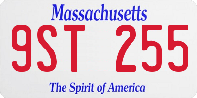 MA license plate 9ST255