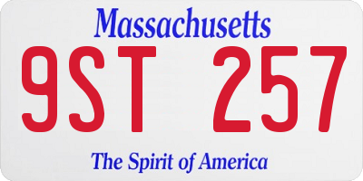 MA license plate 9ST257