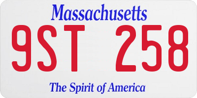 MA license plate 9ST258