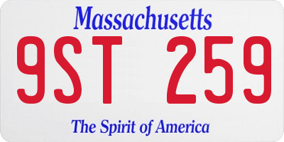 MA license plate 9ST259