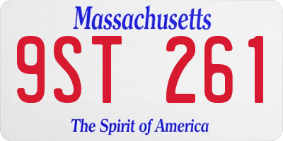 MA license plate 9ST261