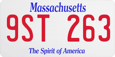 MA license plate 9ST263