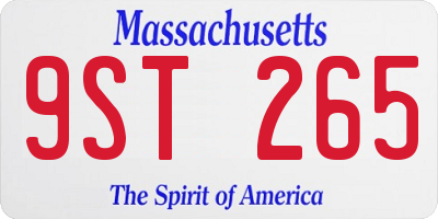 MA license plate 9ST265
