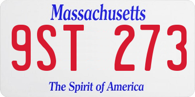 MA license plate 9ST273