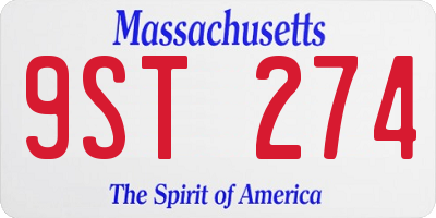 MA license plate 9ST274