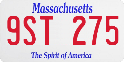 MA license plate 9ST275