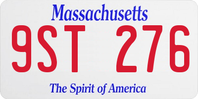 MA license plate 9ST276
