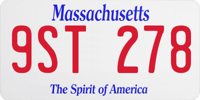 MA license plate 9ST278