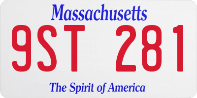 MA license plate 9ST281
