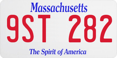 MA license plate 9ST282