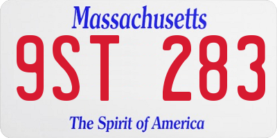 MA license plate 9ST283