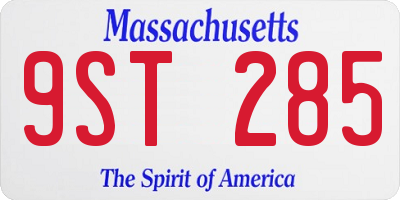 MA license plate 9ST285