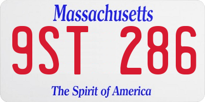 MA license plate 9ST286