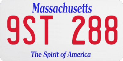 MA license plate 9ST288