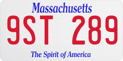 MA license plate 9ST289