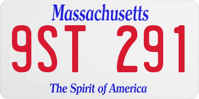 MA license plate 9ST291