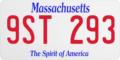 MA license plate 9ST293