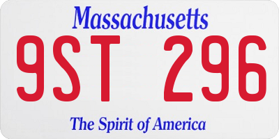 MA license plate 9ST296