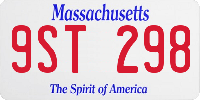 MA license plate 9ST298
