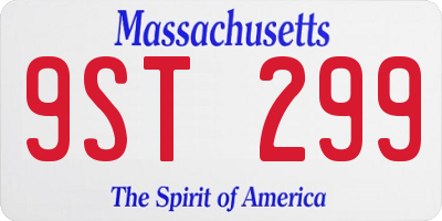 MA license plate 9ST299