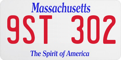 MA license plate 9ST302