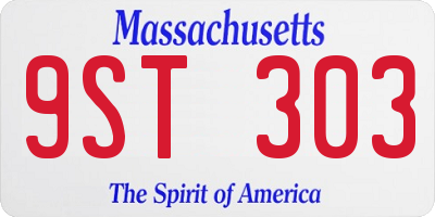 MA license plate 9ST303