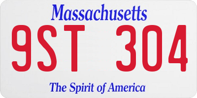 MA license plate 9ST304