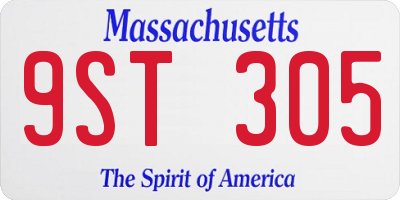 MA license plate 9ST305