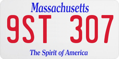 MA license plate 9ST307