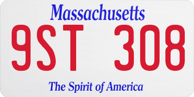 MA license plate 9ST308