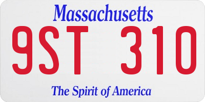 MA license plate 9ST310