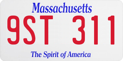MA license plate 9ST311