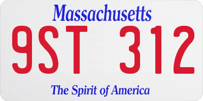 MA license plate 9ST312