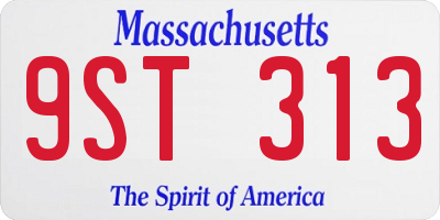 MA license plate 9ST313