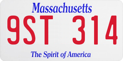 MA license plate 9ST314