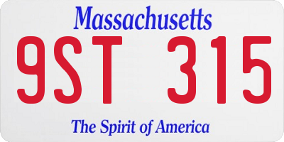 MA license plate 9ST315