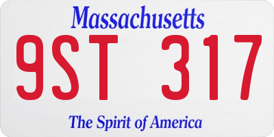 MA license plate 9ST317
