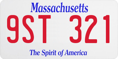 MA license plate 9ST321