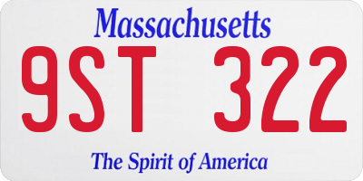 MA license plate 9ST322