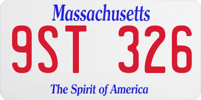 MA license plate 9ST326