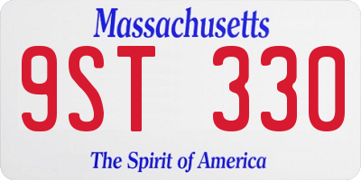 MA license plate 9ST330