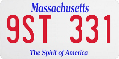 MA license plate 9ST331